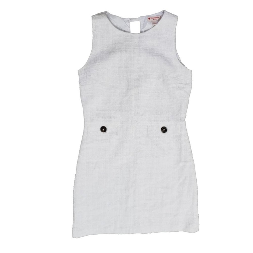 Brooks Brothers Women's Shift Dress Sz 6 Red Fleece Cotton White Sleeveless NEW